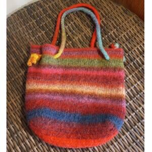 HANDMADE Ombre Booga Bag 11" X 10.5" Jewel Tones Fuschia Pink Purple Green Blue